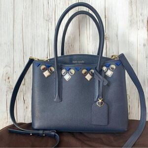 EUC Kate Spade New York Margaux Jeweled Medium Satchel In Blazer Blue